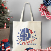Retro Vier Juli Aangepaste Patriottische Tote Bag