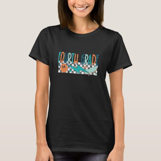 Retro Vierde Grade Rocks Docent Student Terug naar T-shirt (Voorkant)