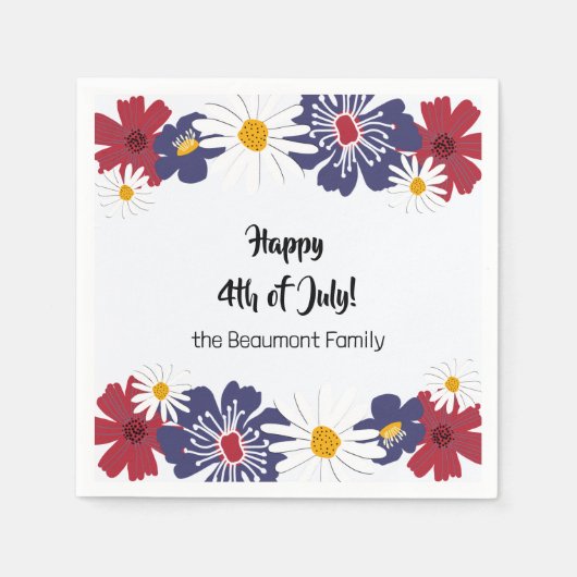 Retro Vierde van Juli 4th Summer Party Cocktail Servet (Voorkant)