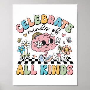 Retro vieren gedachten van alle soorten Schattigee Poster