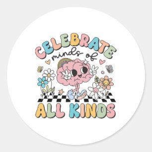 Retro vieren gedachten van alle soorten Schattigee Ronde Sticker
