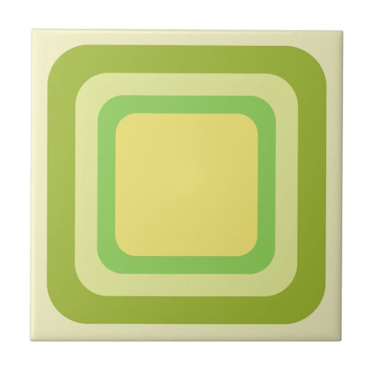 Retro vierkant groen geel tegeltje (Voorkant)