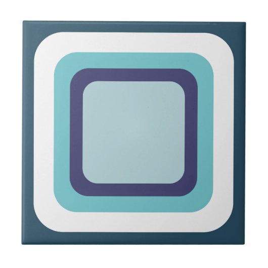 Retro vierkant Navy blauw wit Tegeltje (Voorkant)