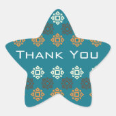 Retro Vierkant Patroon Blauw Dank u Hart Sticker (Voorkant)