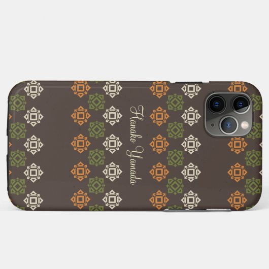 Retro Vierkant Patroon Bruin Aangepast Visitekaart Case-Mate iPhone Case (Achterkant (horizontaal))
