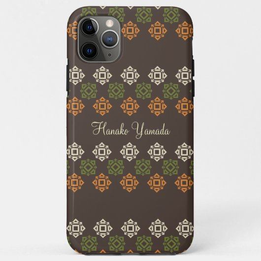 Retro Vierkant Patroon Bruin Aangepast Visitekaart Case-Mate iPhone Case (Achterkant)