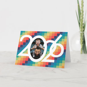 Retro vierkant patroon foto van nieuwjaar 2023 feestdagen kaart