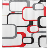 Retro Vierkant Patroon Rood Zwart Grijs Wit Douchegordijn (Voorkant)