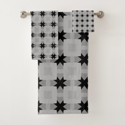 retro vierkant rasterpatroon bad handdoek (Insitu)