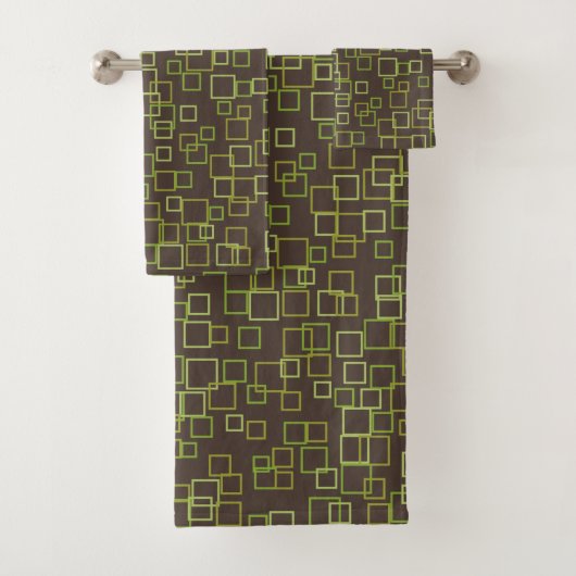Retro vierkante bruine badhanddoekenset bad handdoek (Insitu)
