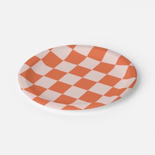 Retro Vierkante Patroon Papier Borden Papieren Bordje (Gekanteld)