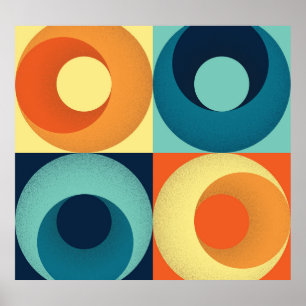 Retro vierkanten & cirkels: jaren '60 Patroon Poster