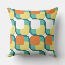 Retro vierkanten in vierkanten Blauwgroen Sierkuss Kussen