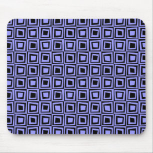 Retro Vierkanten - Pastelblauw op Zwart Muismat