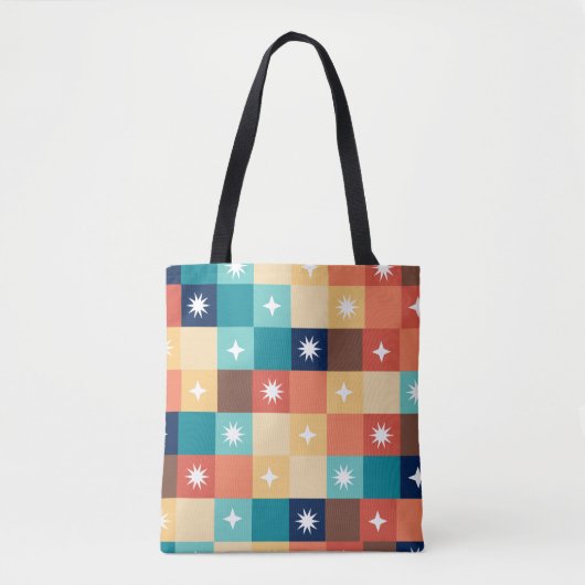Retro Vierkanten Tote Bag (Voorkant)