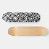 Retro Vierkanten - Zwart op Hout Skateboard (Horizontaal)