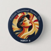 Retro viert Internationale Vrouwendag Ronde Button 5,7 Cm (Voorkant)