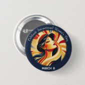 Retro viert Internationale Vrouwendag Ronde Button 5,7 Cm (Voorkant /achterkant)