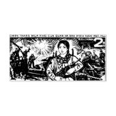 Retro vietnamese postzegel met een gewapend meisje rubberstempel (Afrduk)