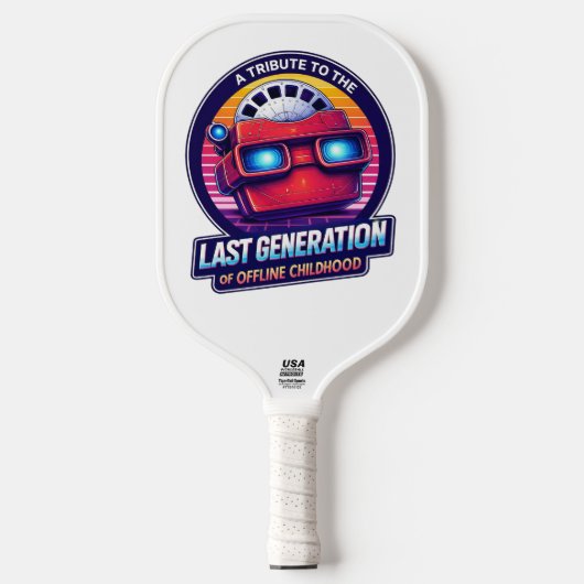 Retro Viewmaster-badge: laatste generatie offline Pickleball Paddle (Voorkant)