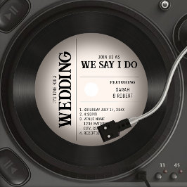 Retro  Vignet Vinyl Record Bruiloft Kaart
