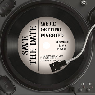 Retro Vignet Vinyl Record Bruiloft Save The Date