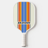 Retro Vijf Bordstrepen Met Naam Pickleball Paddle (Achterkant)