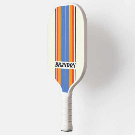Retro Vijf Bordstrepen Met Naam Pickleball Paddle (Links)
