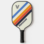Retro vijf Gestreept met Initiaal en Naam Pickleball Paddle (Voorkant)