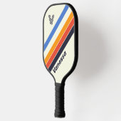 Retro vijf Gestreept met Initiaal en Naam Pickleball Paddle (Links)