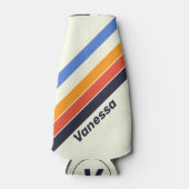 Retro vijf Gestreept met Naam en Initiaal Flesjeskoeler (Voorkant)