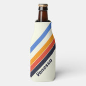 Retro vijf Gestreept met Naam en Initiaal Flesjeskoeler (Fles Voorkant)