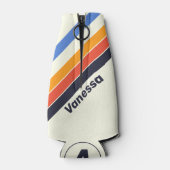 Retro vijf Gestreept met Naam en Initiaal Flesjeskoeler (Achterkant)