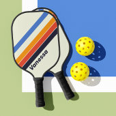 Retro vijf Gestreept met Naam Pickleball Paddle