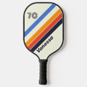 Retro vijf Gestreept met Nummer en Naam Pickleball Paddle (Achterkant)