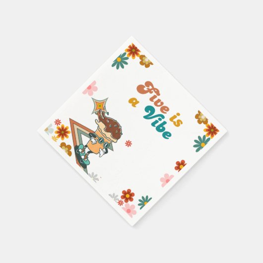 Retro vijf is een vibe Groovy 5e verjaardag Servet (Hoek)