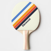Retro vijf Streep met Naam Tafeltennisbatje (Voorkant)