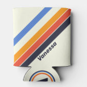 Retro vijf strepen met naam blikjeskoeler (Achterkant)