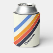 Retro vijf strepen met naam blikjeskoeler (Blikje Achterkant)