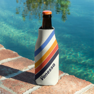 Retro vijf Strepen met Naam en Initiaal Flesjeskoeler