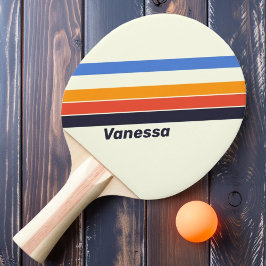 Retro Vijf Strepen met Naam Tafeltennisbatje