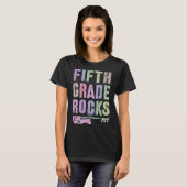 Retro VIJFDE KLAS ROCKS Docent Rockstar Team 5de T-shirt (Voorkant volledig)