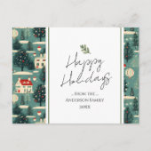 Retro Village Town Kerstgroeten Briefkaart (Voorkant)