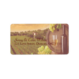  Retro Vineyard Sunset Bruiloft Adres Etiket