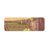 Retro Vineyard Sunset Bruiloft Adres Etiket (Voorkant)