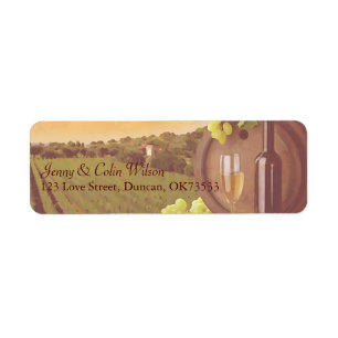  Retro Vineyard Sunset Bruiloft Adres Etiket