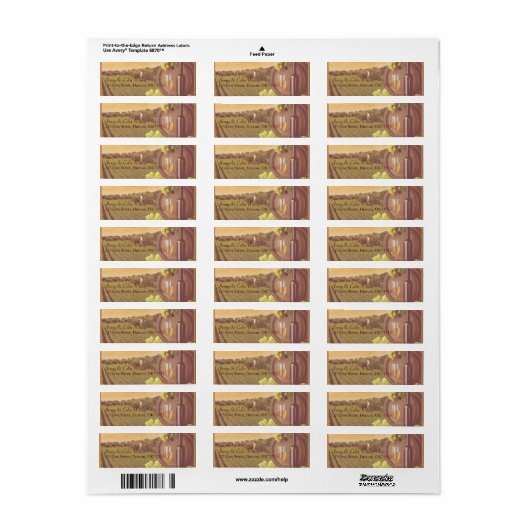 Retro Vineyard Sunset Bruiloft Adres Etiket (Full Sheet)