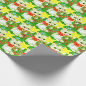Retro vintae met kerstkatteband cadeaupapier (Hoek)
