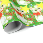 Retro vintae met kerstkatteband cadeaupapier (Rol Hoek)