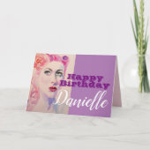 Retro Vintage 1940s Vrouw Happy Birthday Kaart (Voorkant)